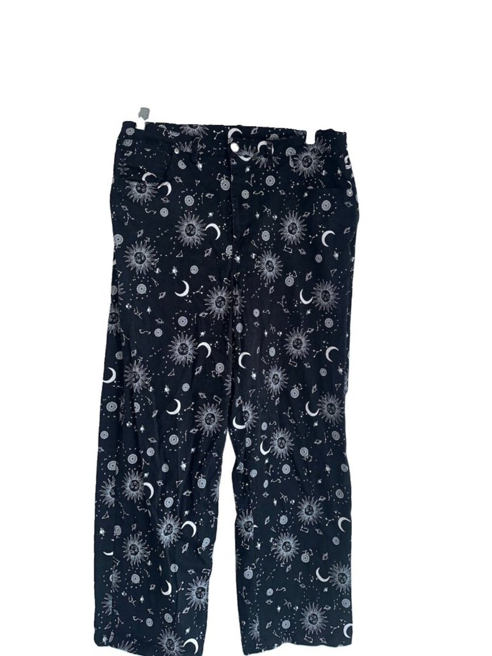 Birch & Stone Womens Wide Leg Pants Sz XL Black White Celestial Y2K Witchy Goth